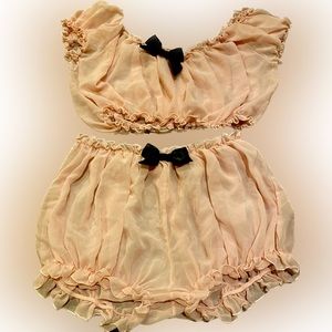 Sheer pink lingerie set